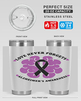 Alzheimer's Awareness Tumbler in stainless steel with a stylish design, perfect for hot and cold beverages.