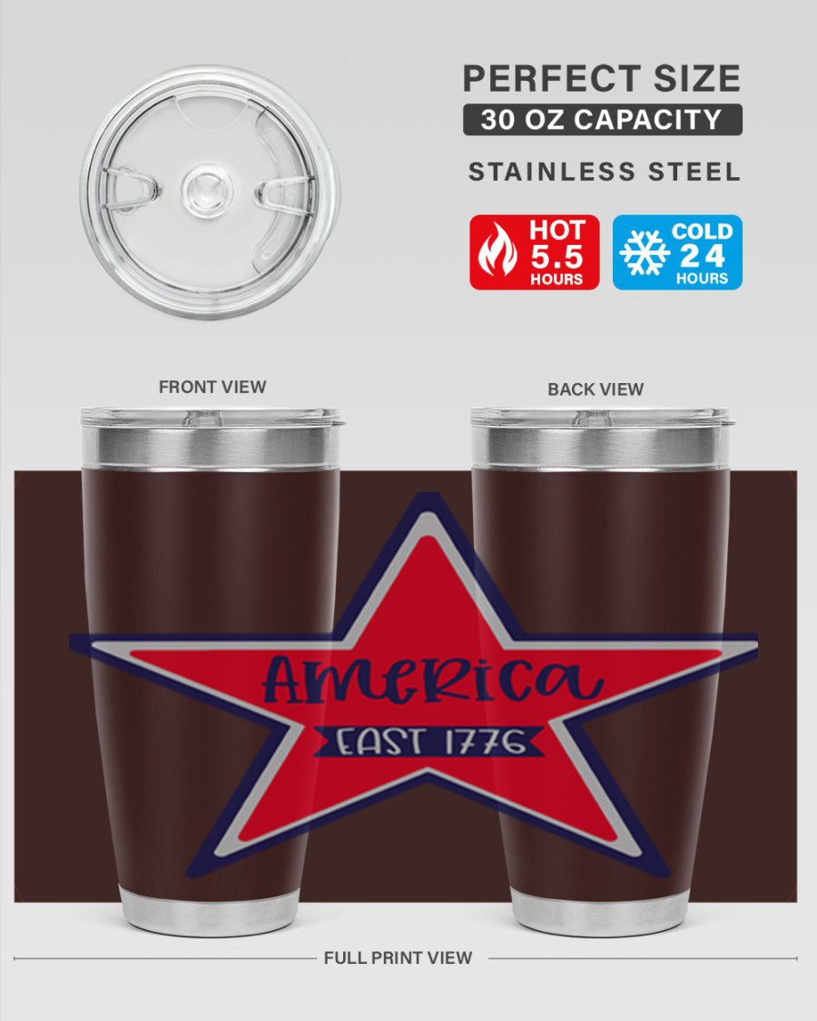 America East Style 144# 20oz tumbler featuring a double wall vacuum design with a copper lining, perfect for hot and cold beverages.