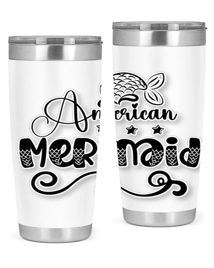 American Mermaid 15# Tumbler, a stylish 20oz stainless steel tumbler with a copper lining and a drink-thru lid, perfect for hot and cold beverages.