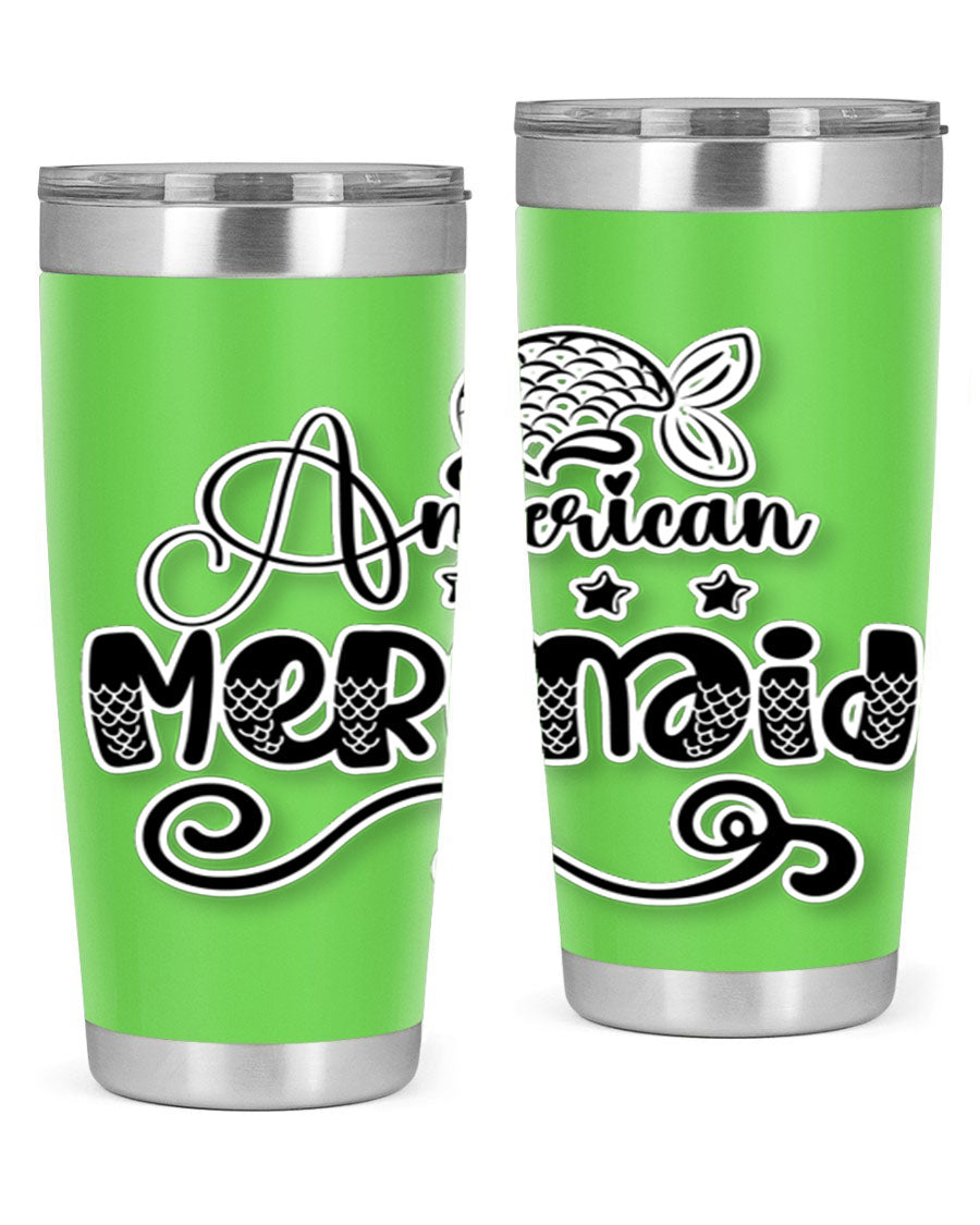 American Mermaid 15# Tumbler, a stylish 20oz stainless steel tumbler with a copper lining and a drink-thru lid, perfect for hot and cold beverages.