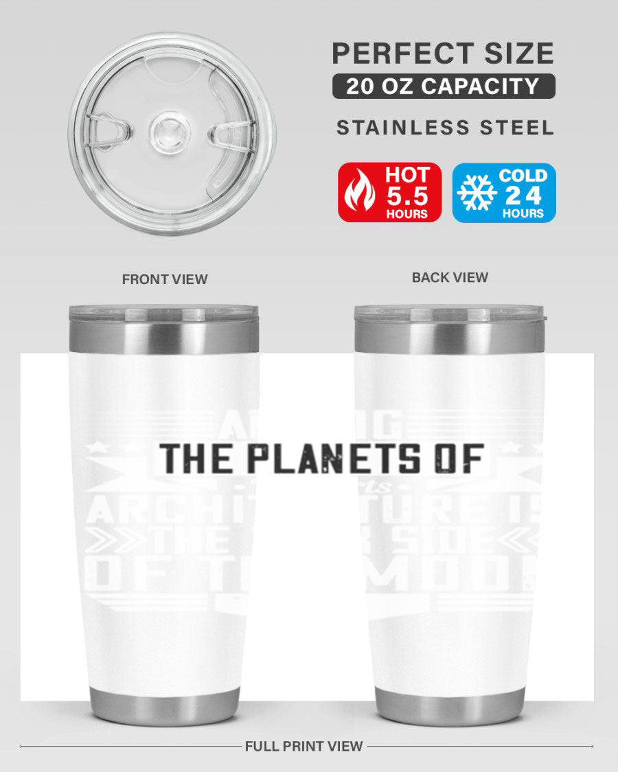 Among the Planets 20oz and 30oz Tumblers showcasing double wall vacuum stainless steel design with a drink-thru lid.
