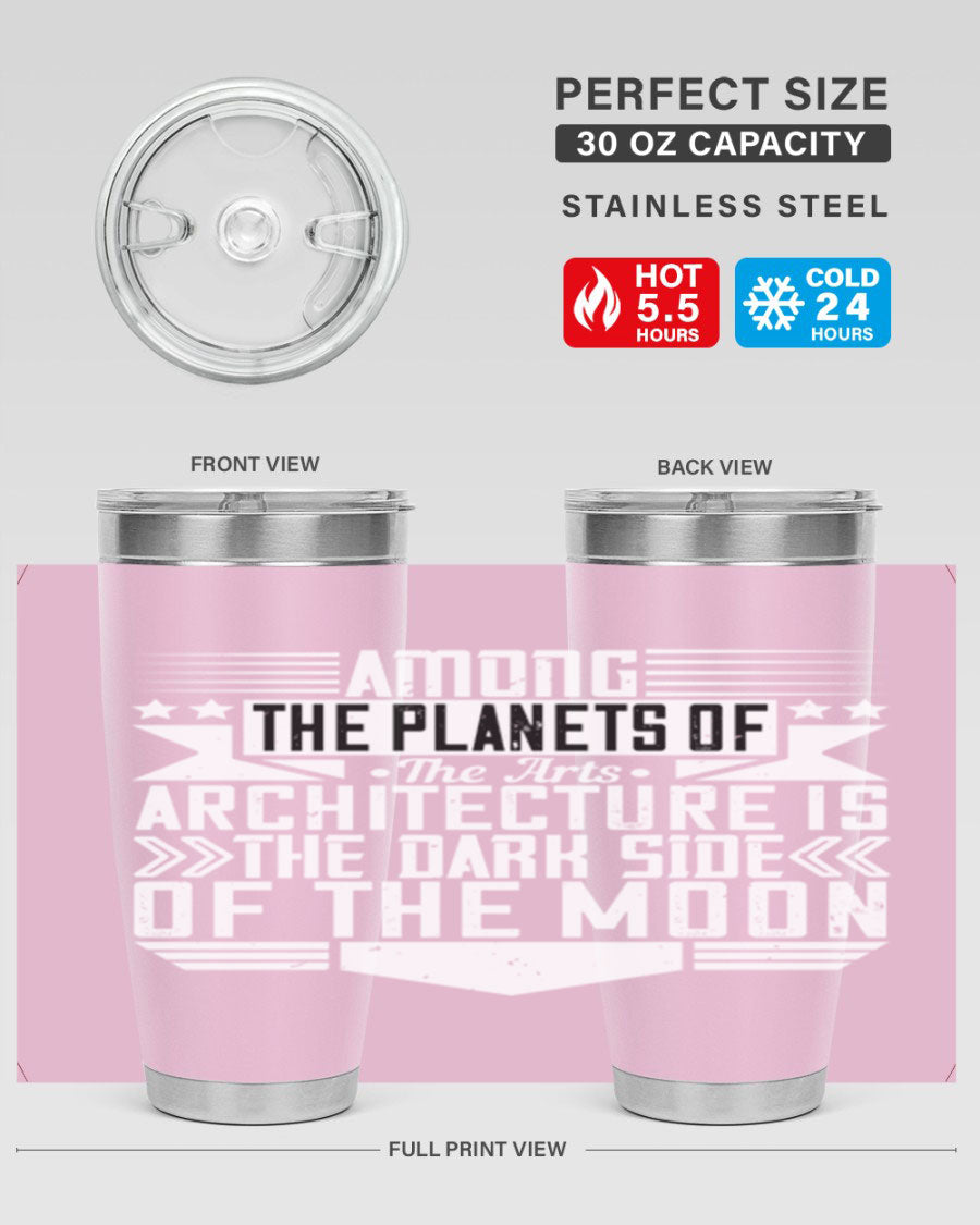 Among the Planets 20oz and 30oz Tumblers showcasing double wall vacuum stainless steel design with a drink-thru lid.
