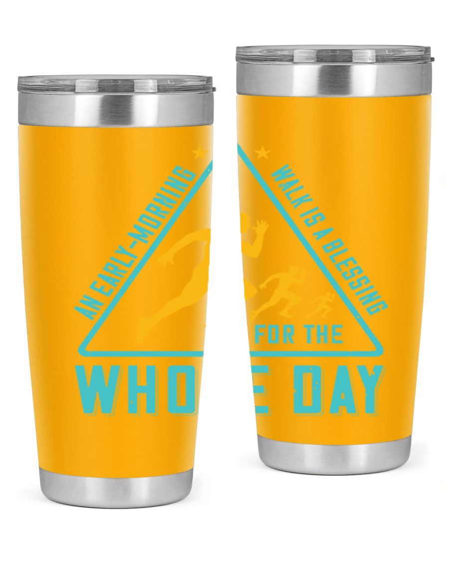 A stylish 20oz and 30oz stainless steel tumbler featuring a motivational quote, perfect for keeping drinks hot or cold.