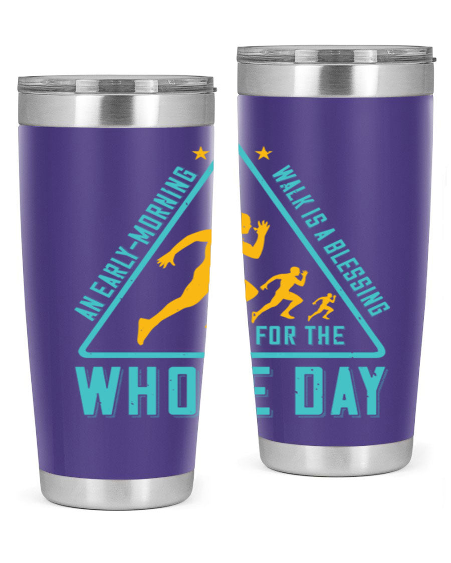 A stylish 20oz and 30oz stainless steel tumbler featuring a motivational quote, perfect for keeping drinks hot or cold.