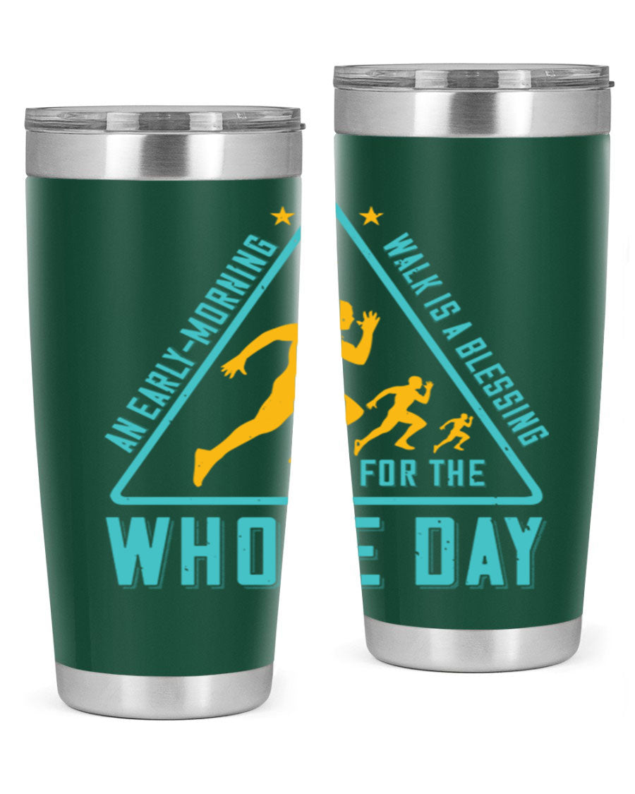 A stylish 20oz and 30oz stainless steel tumbler featuring a motivational quote, perfect for keeping drinks hot or cold.