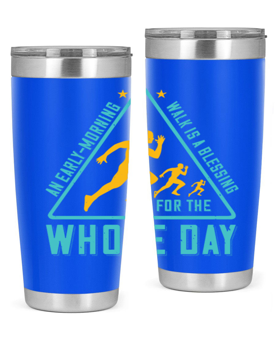 A stylish 20oz and 30oz stainless steel tumbler featuring a motivational quote, perfect for keeping drinks hot or cold.