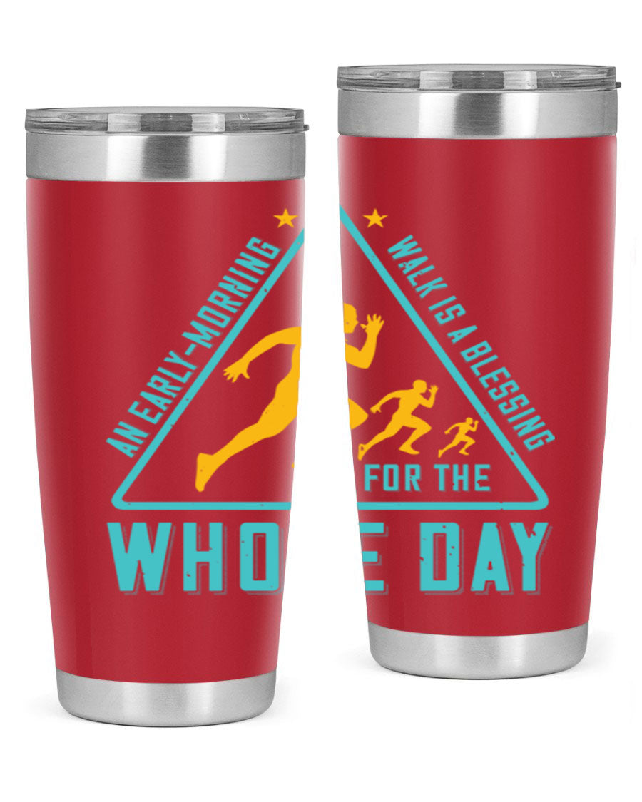 A stylish 20oz and 30oz stainless steel tumbler featuring a motivational quote, perfect for keeping drinks hot or cold.