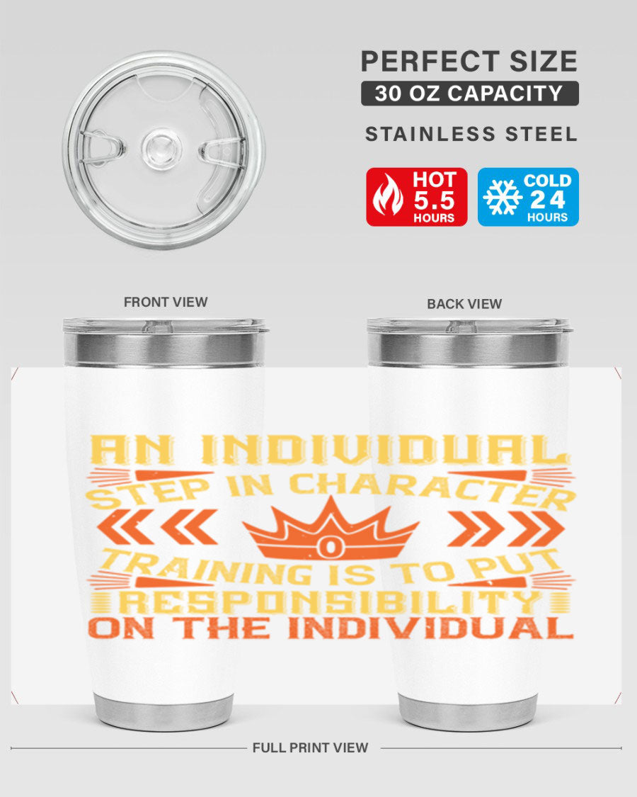 A stylish 20oz and 30oz stainless steel tumbler with a copper lining, showcasing a press-in drink-thru lid, perfect for hot and cold beverages.