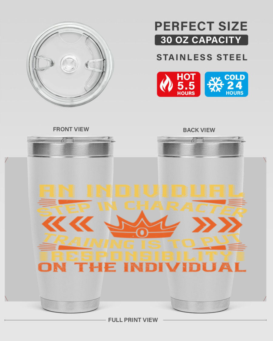 A stylish 20oz and 30oz stainless steel tumbler with a copper lining, showcasing a press-in drink-thru lid, perfect for hot and cold beverages.