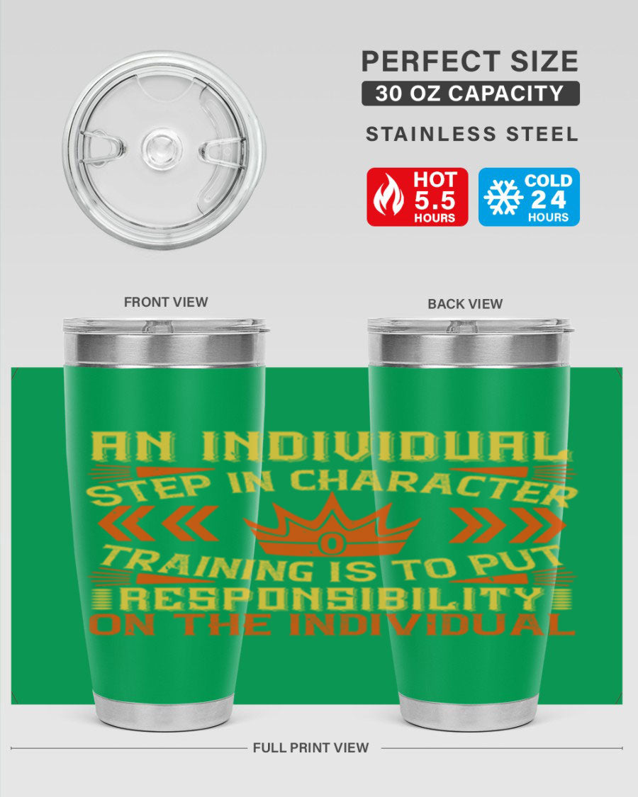 A stylish 20oz and 30oz stainless steel tumbler with a copper lining, showcasing a press-in drink-thru lid, perfect for hot and cold beverages.