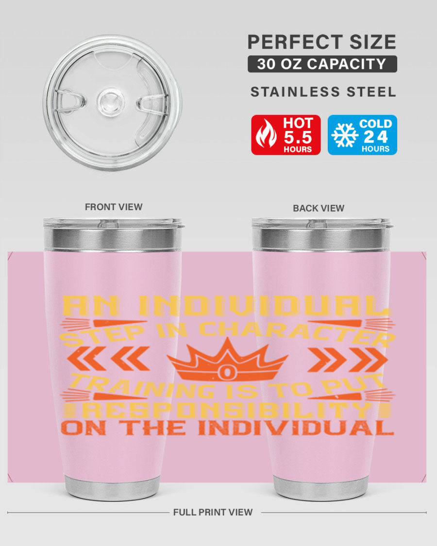 A stylish 20oz and 30oz stainless steel tumbler with a copper lining, showcasing a press-in drink-thru lid, perfect for hot and cold beverages.