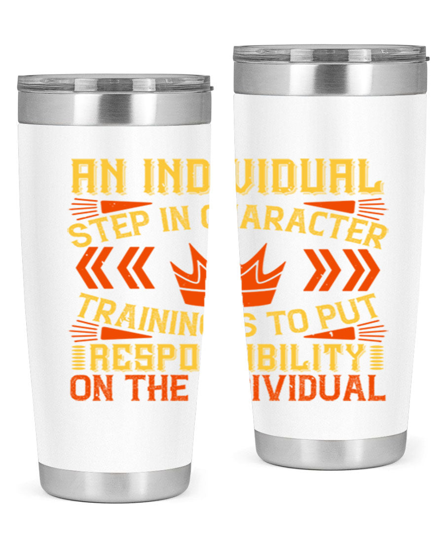 A stylish 20oz and 30oz stainless steel tumbler with a copper lining, showcasing a press-in drink-thru lid, perfect for hot and cold beverages.