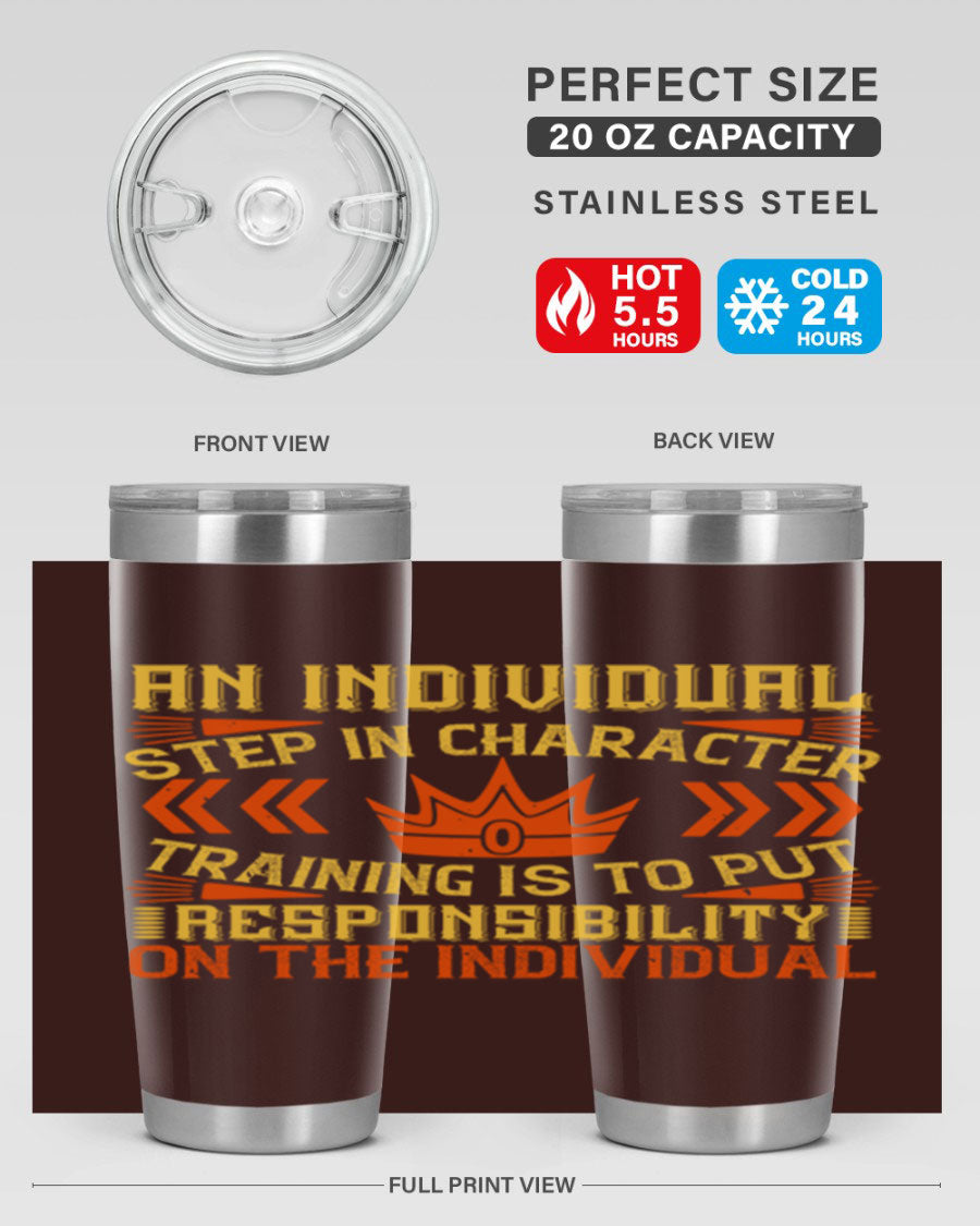 A stylish 20oz and 30oz stainless steel tumbler with a copper lining, showcasing a press-in drink-thru lid, perfect for hot and cold beverages.