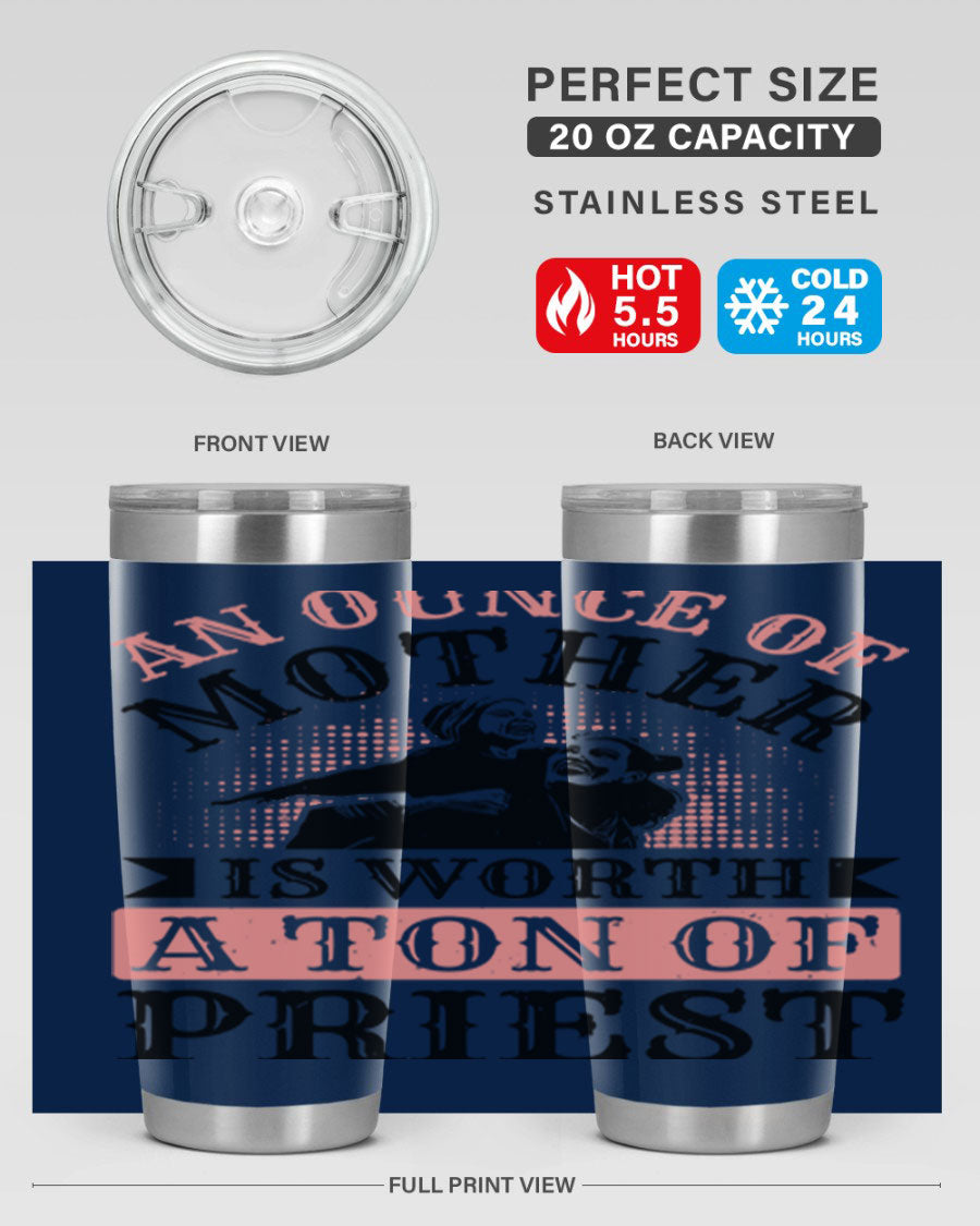 20oz and 30oz stainless steel tumbler with a printed design celebrating mothers, featuring a drink-thru lid.