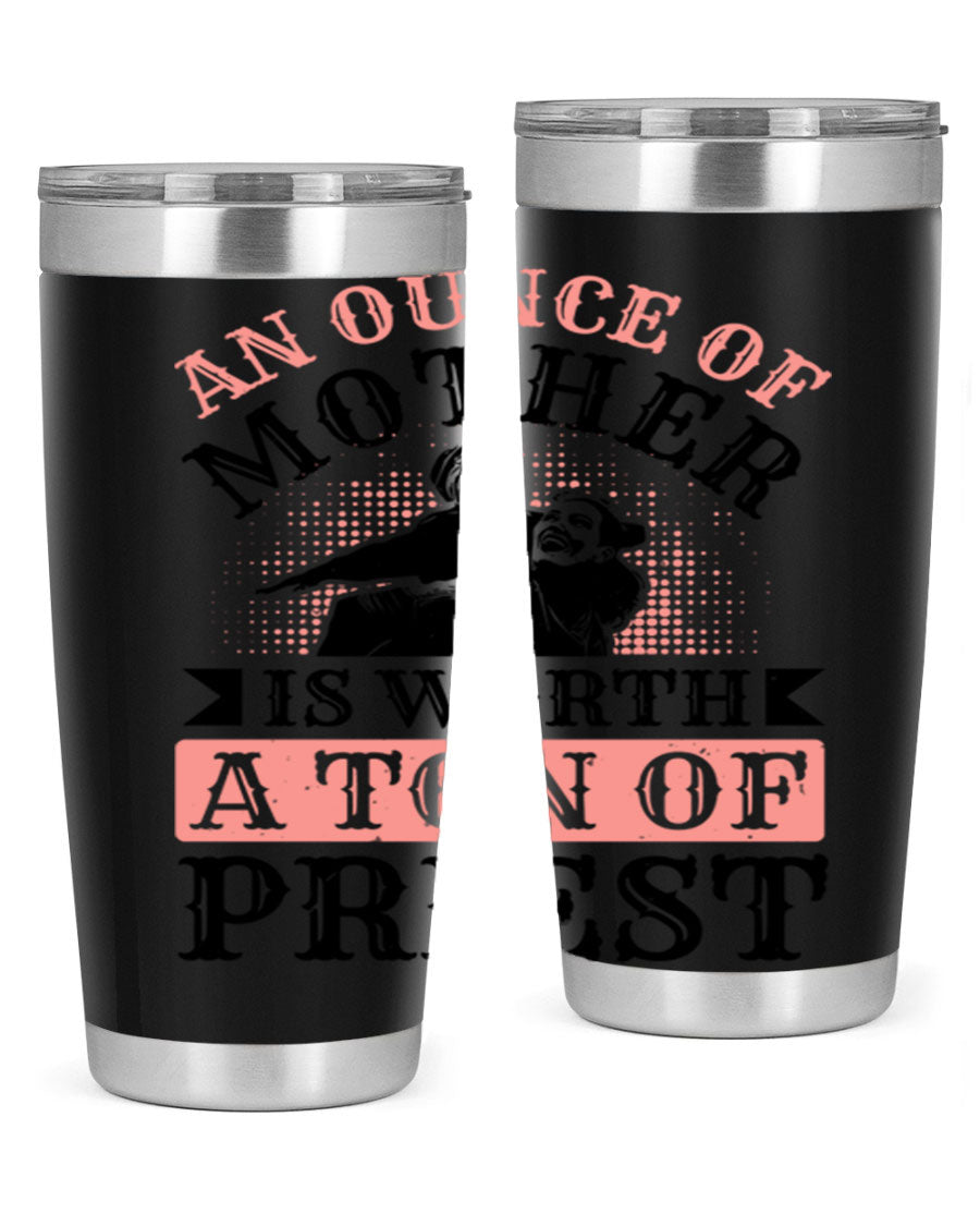 20oz and 30oz stainless steel tumbler with a printed design celebrating mothers, featuring a drink-thru lid.