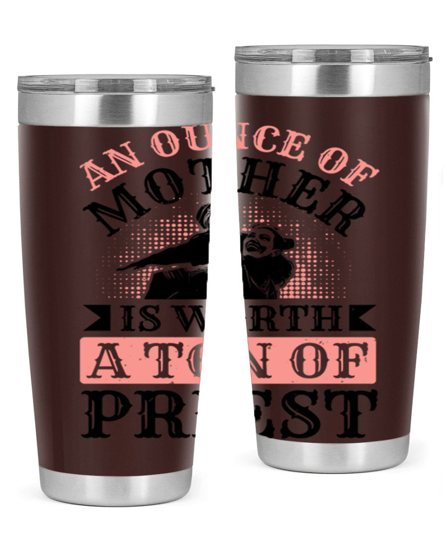 20oz and 30oz stainless steel tumbler with a printed design celebrating mothers, featuring a drink-thru lid.