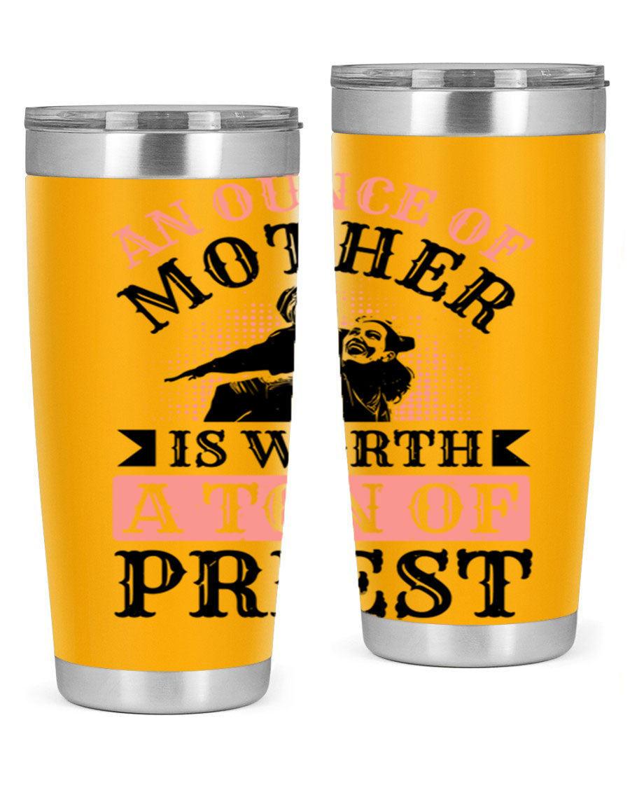 20oz and 30oz stainless steel tumbler with a printed design celebrating mothers, featuring a drink-thru lid.