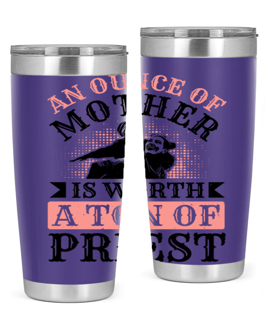 20oz and 30oz stainless steel tumbler with a printed design celebrating mothers, featuring a drink-thru lid.