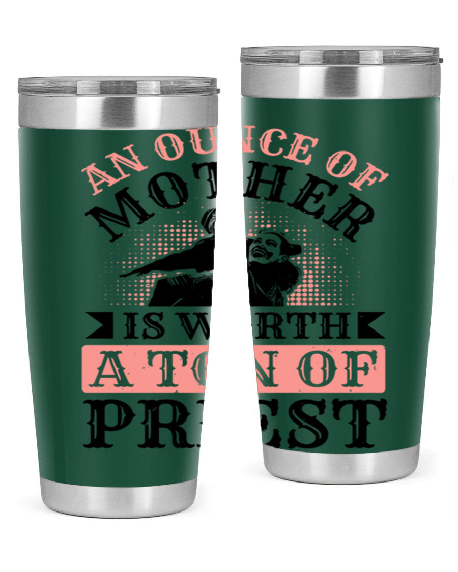 20oz and 30oz stainless steel tumbler with a printed design celebrating mothers, featuring a drink-thru lid.