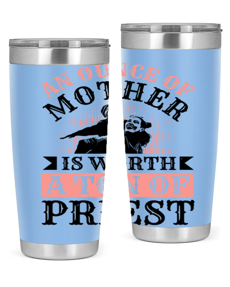 20oz and 30oz stainless steel tumbler with a printed design celebrating mothers, featuring a drink-thru lid.