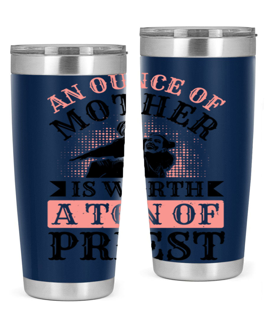 20oz and 30oz stainless steel tumbler with a printed design celebrating mothers, featuring a drink-thru lid.