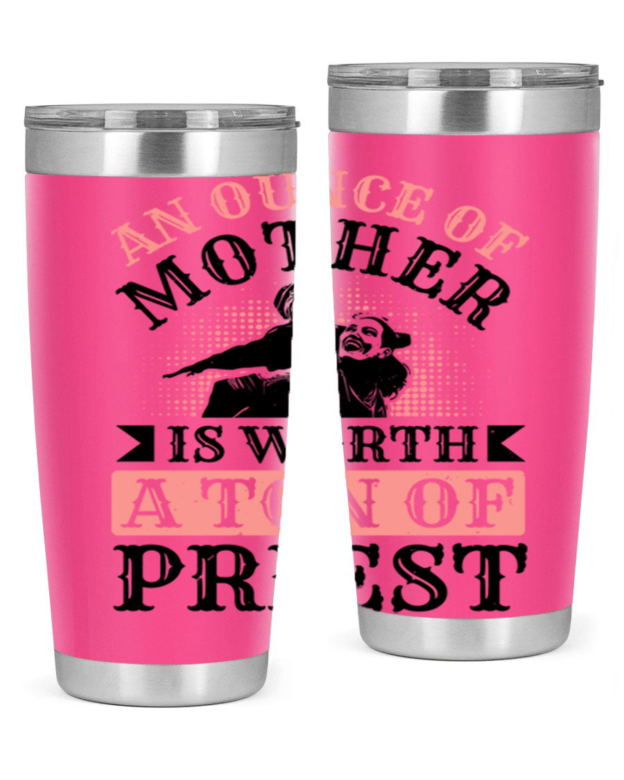 20oz and 30oz stainless steel tumbler with a printed design celebrating mothers, featuring a drink-thru lid.
