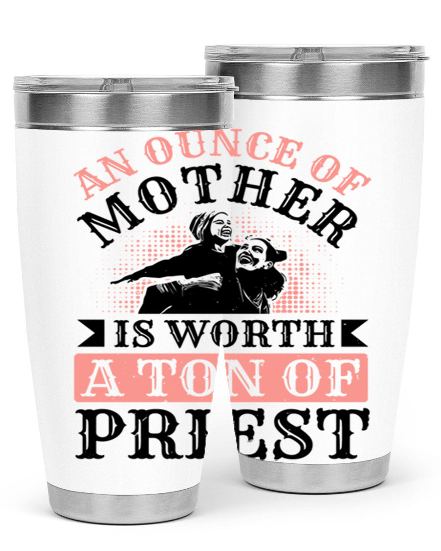 20oz and 30oz stainless steel tumbler with a printed design celebrating mothers, featuring a drink-thru lid.