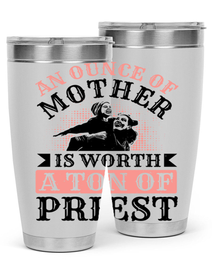 20oz and 30oz stainless steel tumbler with a printed design celebrating mothers, featuring a drink-thru lid.