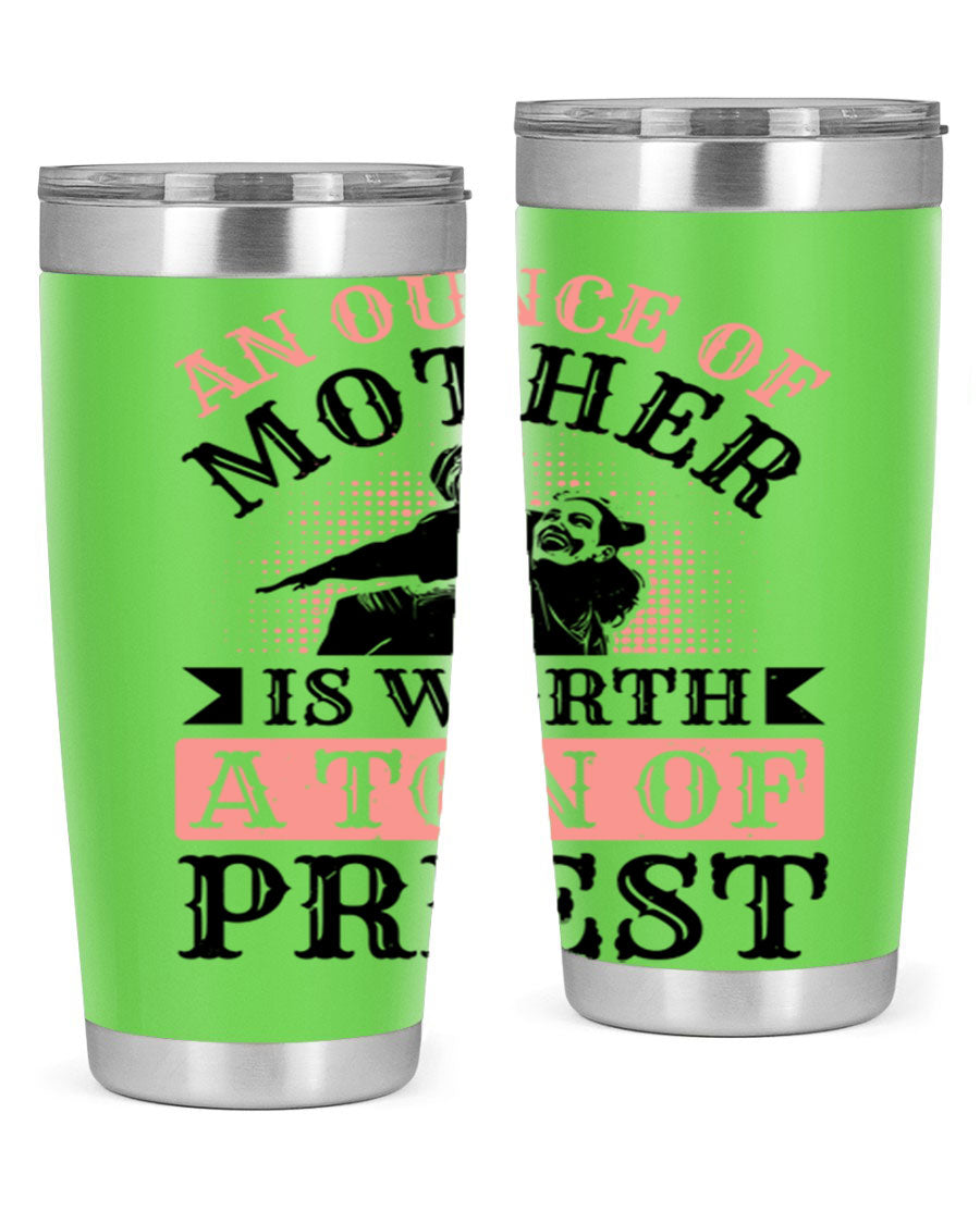 20oz and 30oz stainless steel tumbler with a printed design celebrating mothers, featuring a drink-thru lid.