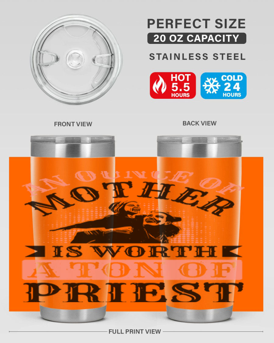 20oz and 30oz stainless steel tumbler with a printed design celebrating mothers, featuring a drink-thru lid.