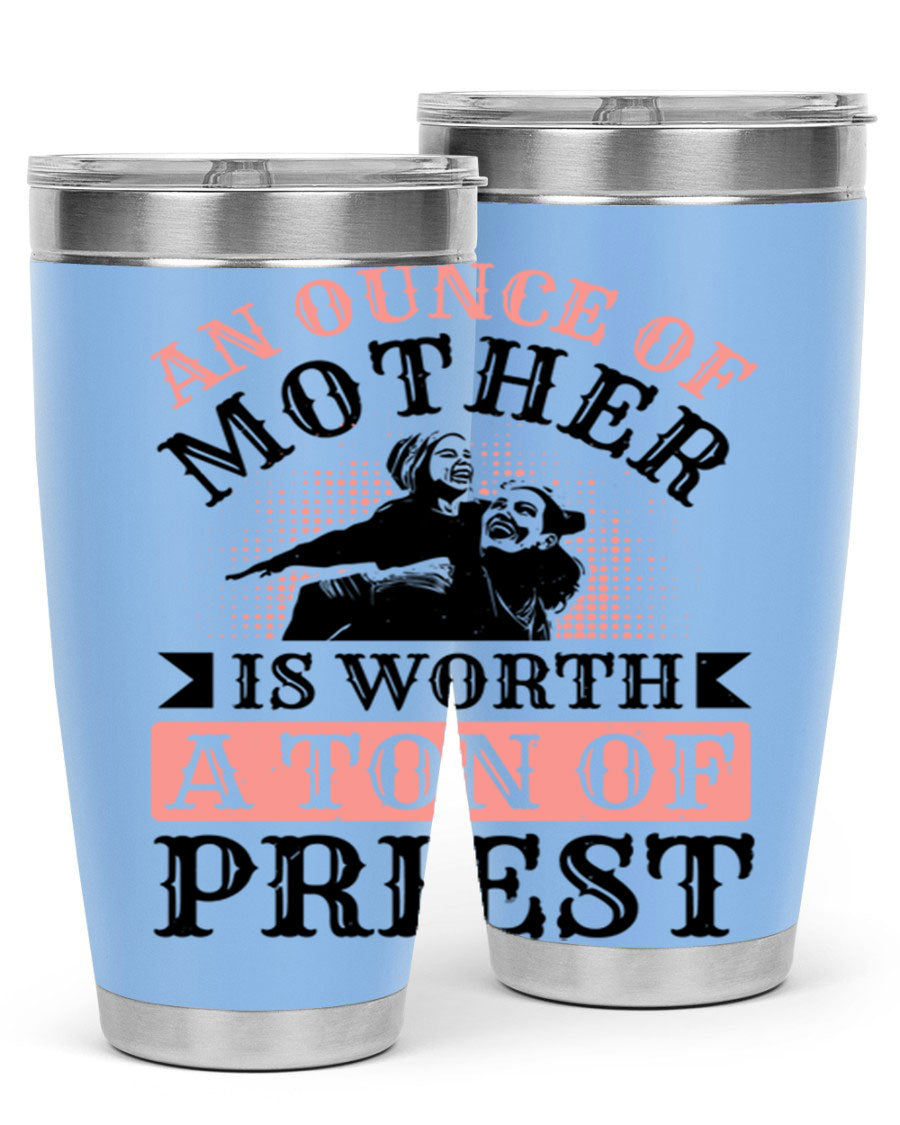 20oz and 30oz stainless steel tumbler with a printed design celebrating mothers, featuring a drink-thru lid.