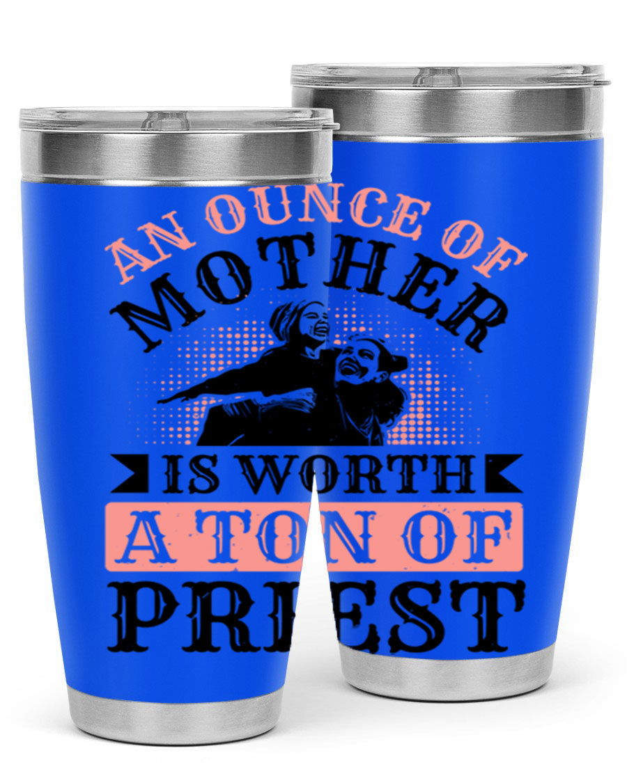 20oz and 30oz stainless steel tumbler with a printed design celebrating mothers, featuring a drink-thru lid.