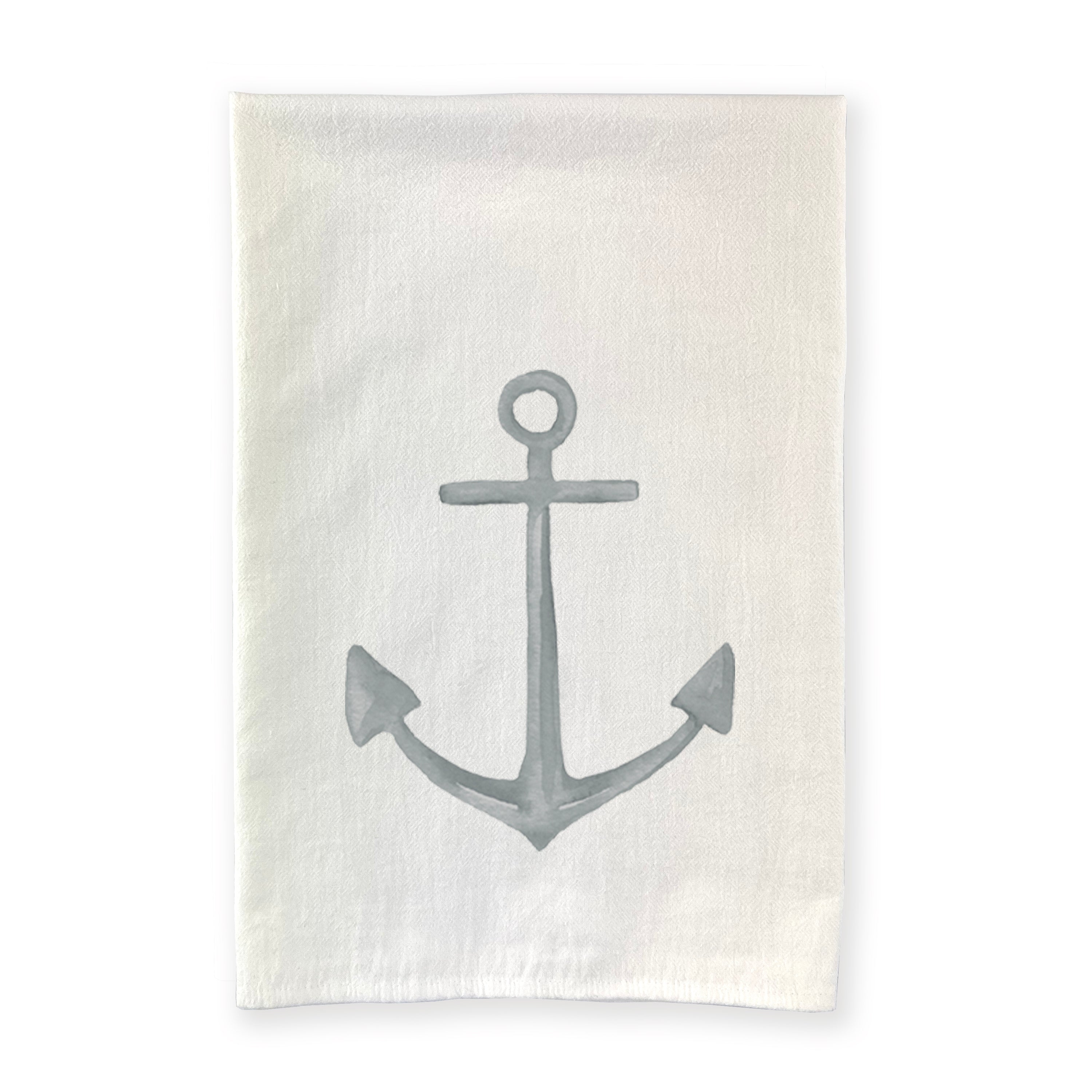 Anchor Cotton Tea Towel featuring a vibrant design, made from 100% absorbent cotton, displayed on a kitchen countertop.