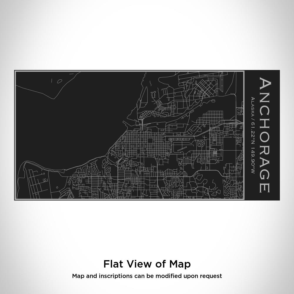 Custom engraved insulated bottle featuring a map of Anchorage, Alaska in matte black finish.