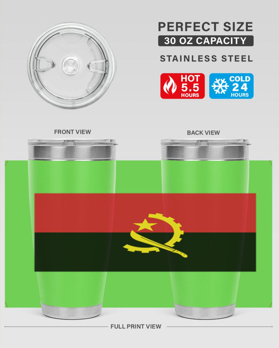 Angola 193# Tumbler showcasing double wall stainless steel design with vibrant printed flag.