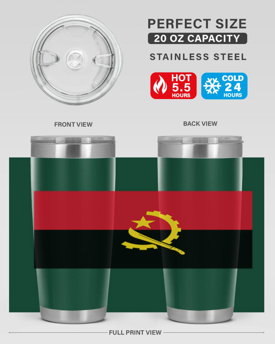 Angola 193# Tumbler showcasing double wall stainless steel design with vibrant printed flag.