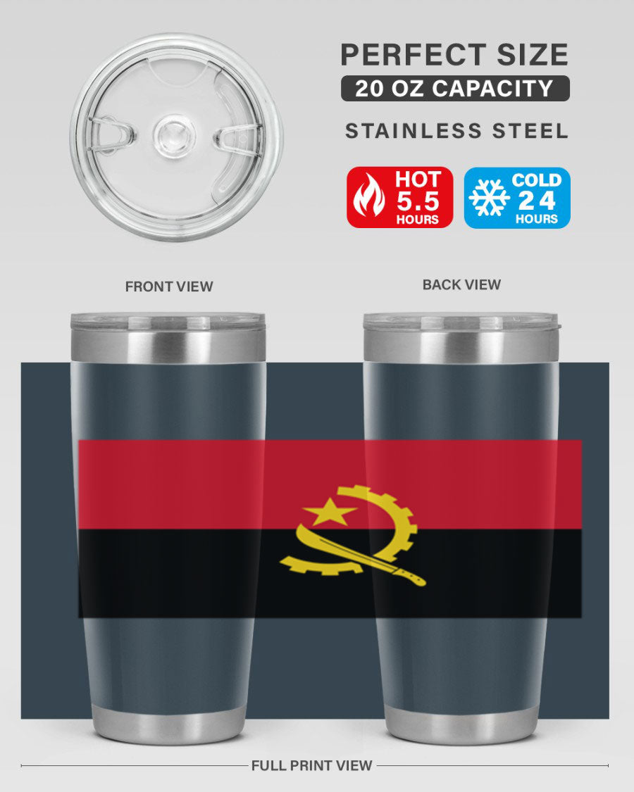 Angola 193# Tumbler showcasing double wall stainless steel design with vibrant printed flag.