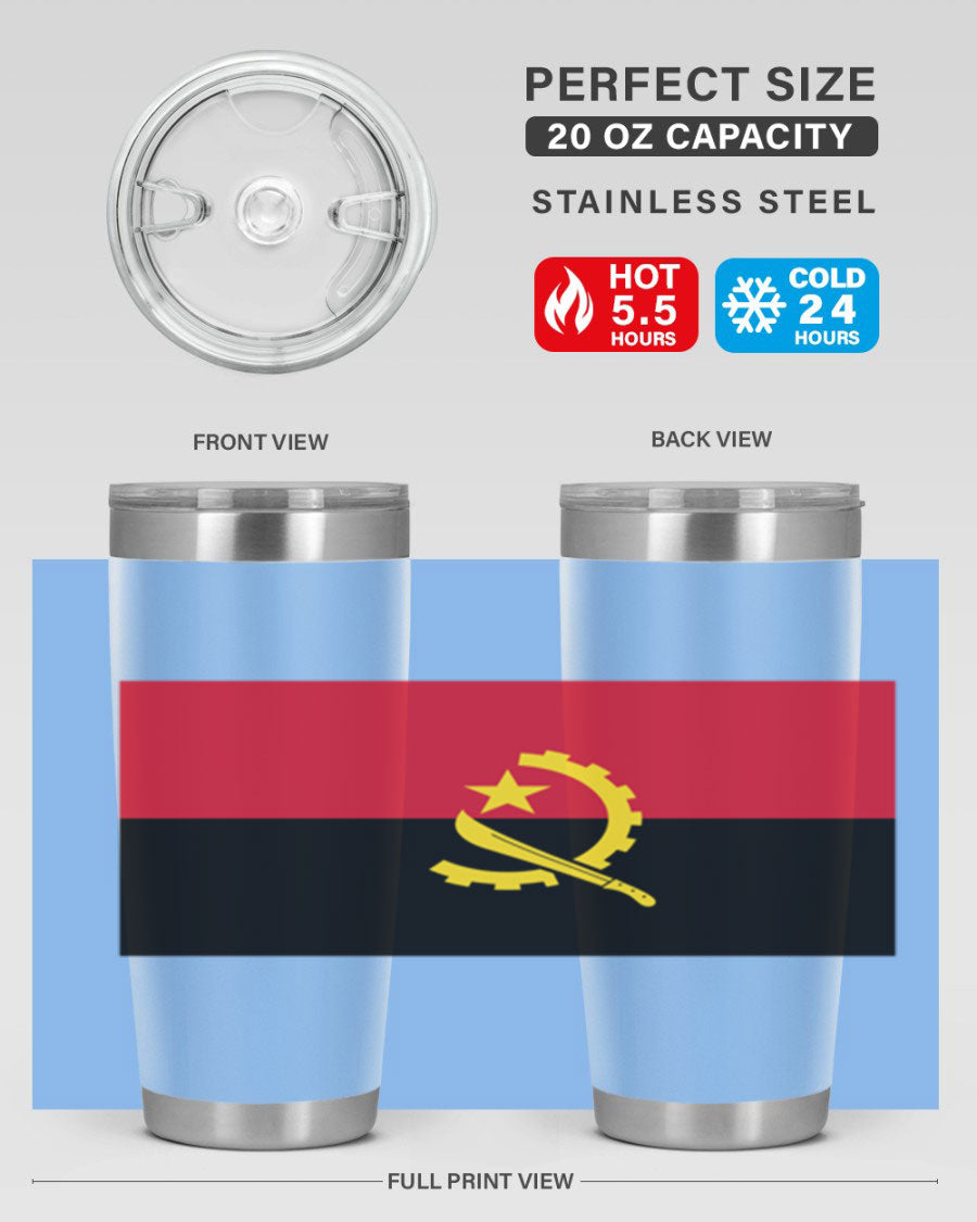Angola 193# Tumbler showcasing double wall stainless steel design with vibrant printed flag.