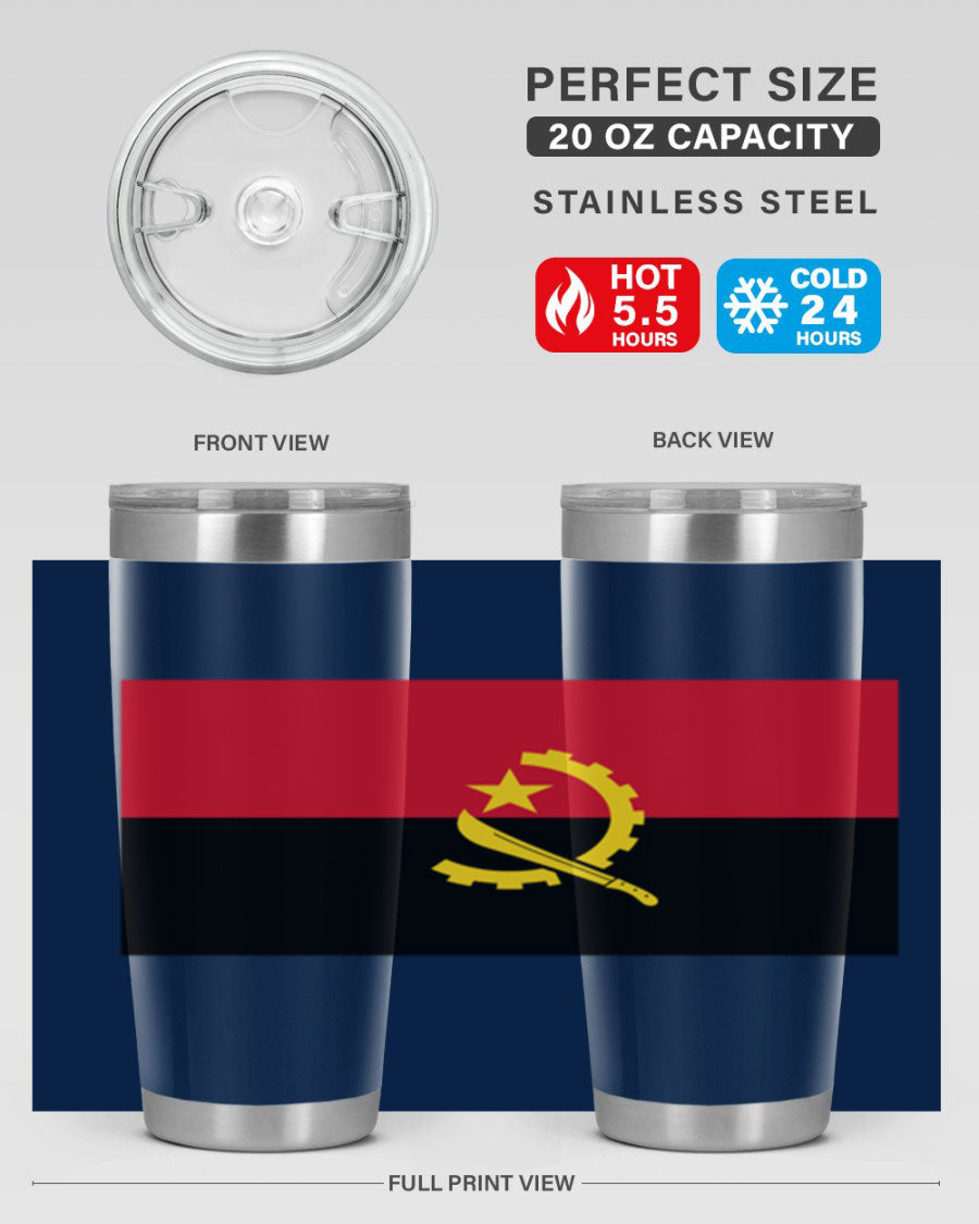 Angola 193# Tumbler showcasing double wall stainless steel design with vibrant printed flag.
