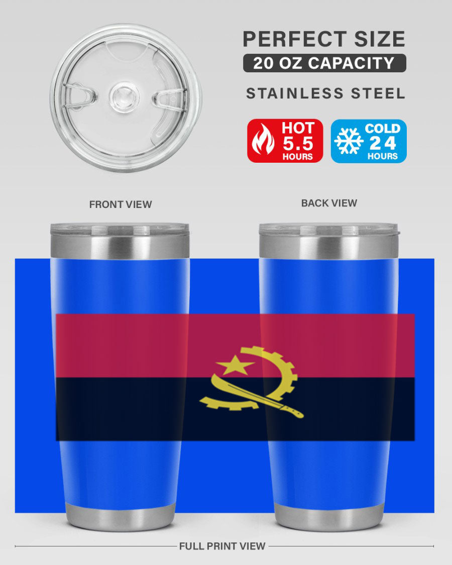 Angola 193# Tumbler showcasing double wall stainless steel design with vibrant printed flag.