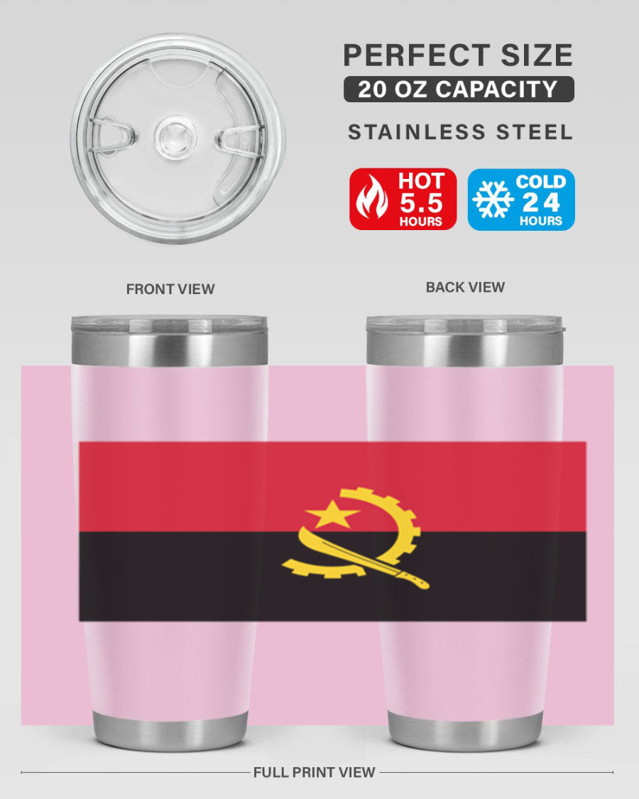 Angola 193# Tumbler showcasing double wall stainless steel design with vibrant printed flag.