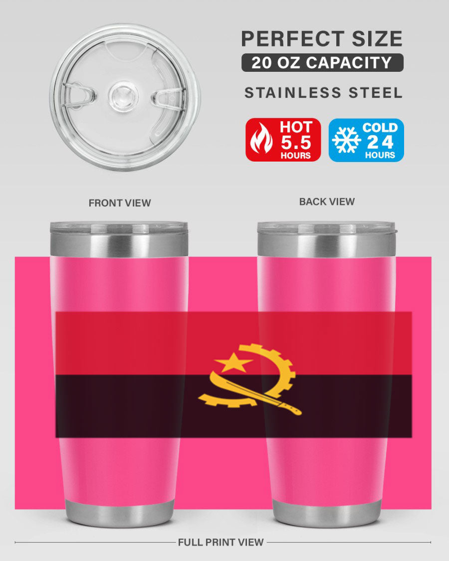 Angola 193# Tumbler showcasing double wall stainless steel design with vibrant printed flag.