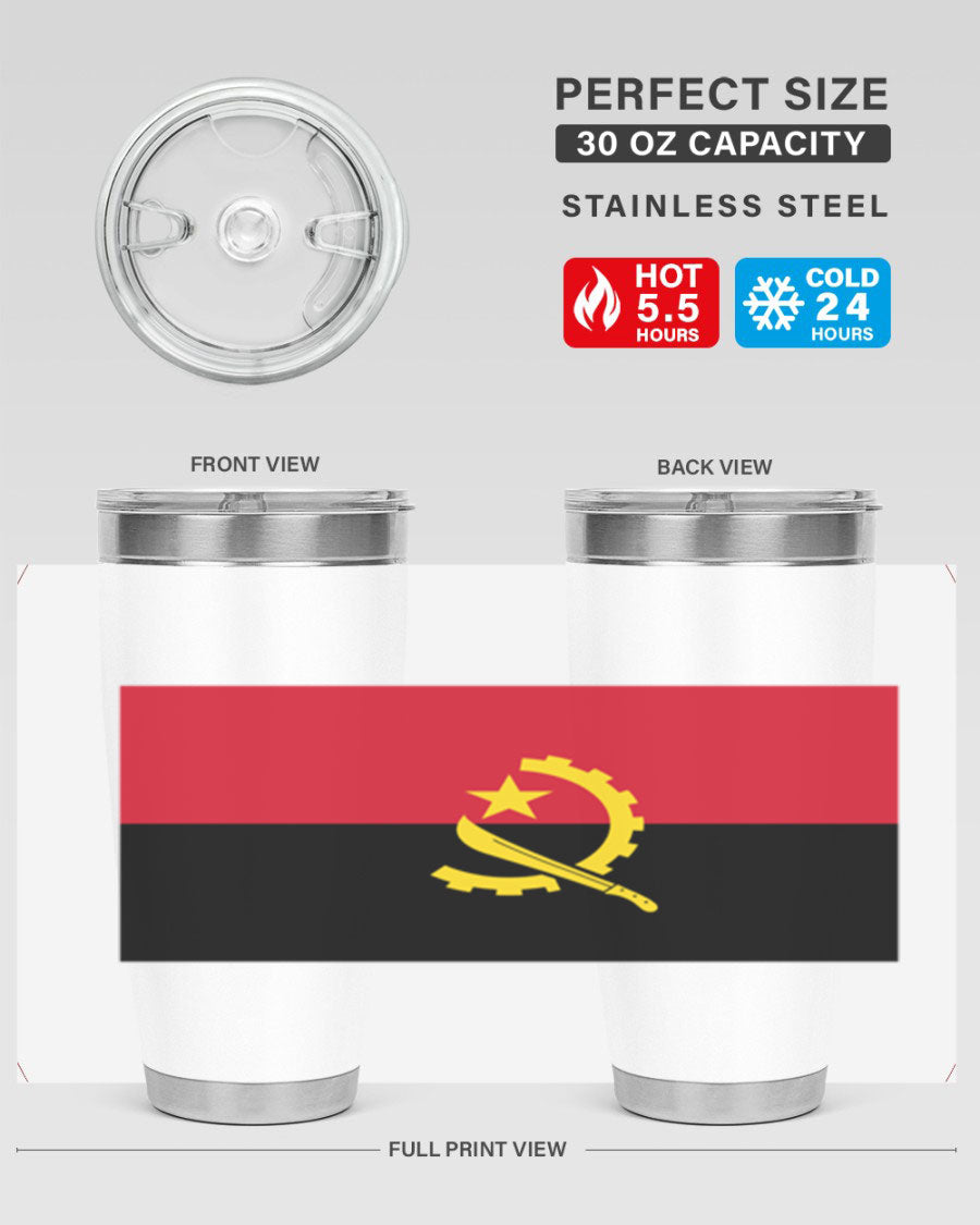 Angola 193# Tumbler showcasing double wall stainless steel design with vibrant printed flag.