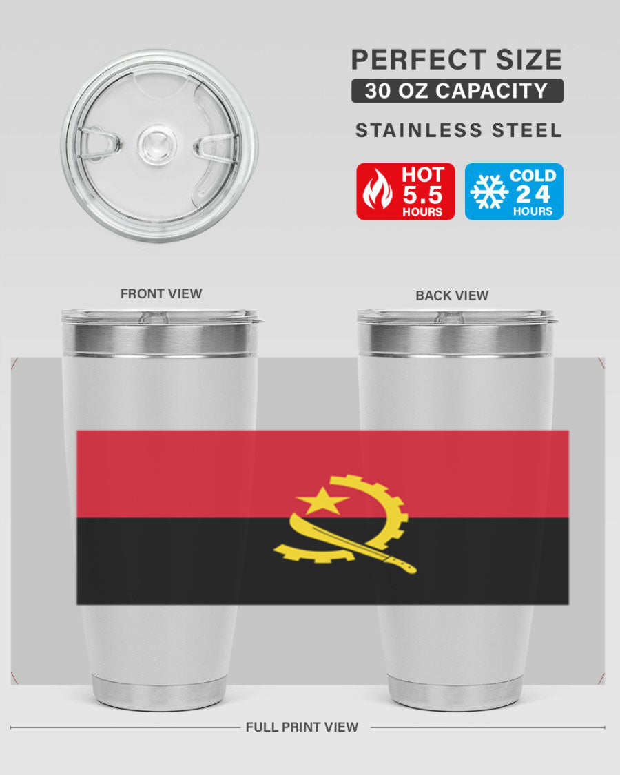 Angola 193# Tumbler showcasing double wall stainless steel design with vibrant printed flag.