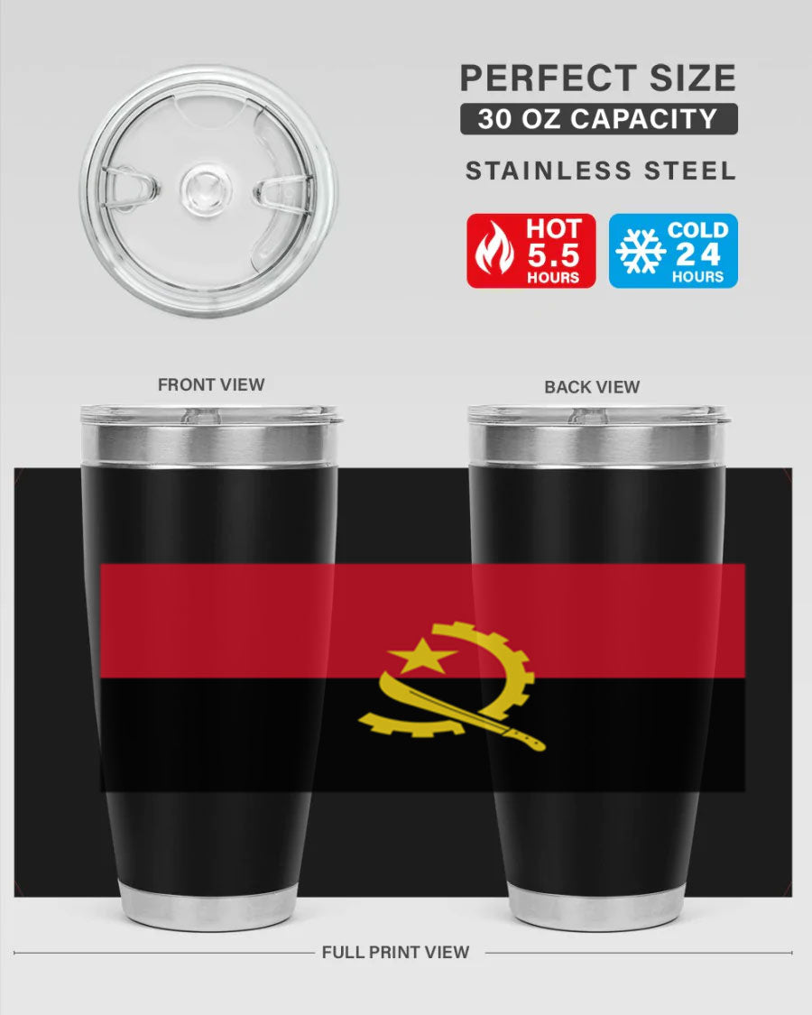 Angola 193# Tumbler showcasing double wall stainless steel design with vibrant printed flag.