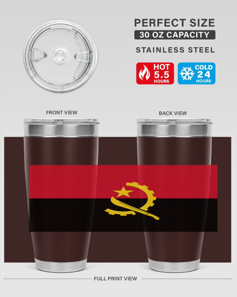 Angola 193# Tumbler showcasing double wall stainless steel design with vibrant printed flag.