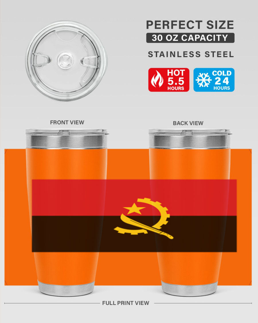 Angola 193# Tumbler showcasing double wall stainless steel design with vibrant printed flag.