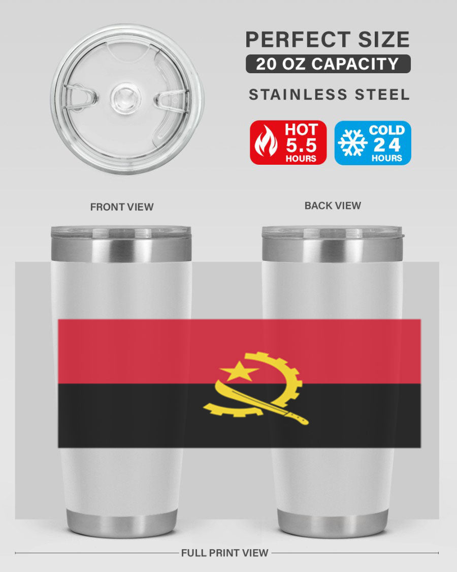 Angola 193# Tumbler showcasing double wall stainless steel design with vibrant printed flag.
