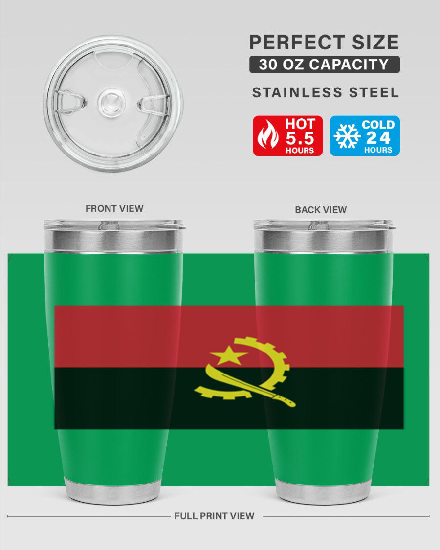 Angola 193# Tumbler showcasing double wall stainless steel design with vibrant printed flag.
