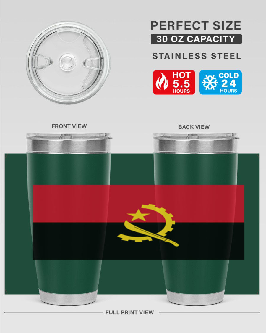 Angola 193# Tumbler showcasing double wall stainless steel design with vibrant printed flag.
